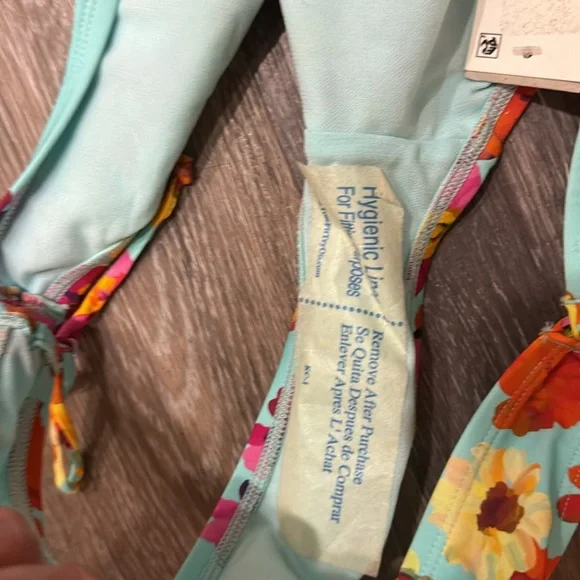 NWT Kenneth Cole light blue orange red yellow floral swim bikini bottoms XL - Picture 6 of 7